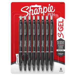 Sharpie S-Gel, Gel Pens, Medium Point (0.7mm), Black Ink Gel Pen, 8 Count